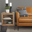 Arelius 20L x 18W x 26H Light Brown Wood W Black Metal Frame EndSide Table - Default Title