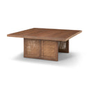Grier 42 Square Medium Brown Solid Wood w Cane Coffee Table - Default Title