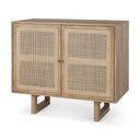 Grier 36 Light Brown Wood w Cane 2 Door Accent Cabinet - Default Title