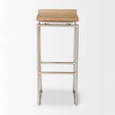 Givens 318H Seat Height Brown Wood WSilver Metal Frame Barstool - Default Title