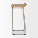 Givens 318H Seat Height Brown Wood WSilver Metal Frame Barstool - Default Title