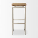 Givens 318H Seat Height Brown Wood WSilver Metal Frame Barstool - Default Title