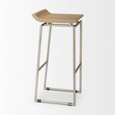 Givens 318H Seat Height Brown Wood WSilver Metal Frame Barstool - Default Title