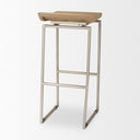 Givens 318H Seat Height Brown Wood WSilver Metal Frame Barstool - Default Title