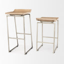 Givens 318H Seat Height Brown Wood WSilver Metal Frame Barstool - Default Title