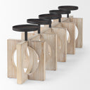 Cambie 290L x 60W x 90H Natural Wood WBlack Metal Candle Holders - Default Title