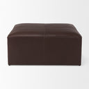 Minara 36L x 36W x 16H Square Dark Brown Leather Wrapped Ottoman - Default Title