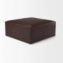 Minara 36L x 36W x 16H Square Dark Brown Leather Wrapped Ottoman - Default Title