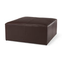 Minara 36L x 36W x 16H Square Dark Brown Leather Wrapped Ottoman - Default Title