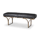 Jessie 55L x 16W Black Leather Seat WGold Metal Base Accent Bench - Default Title