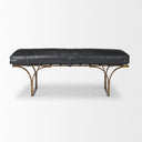 Jessie 55L x 16W Black Leather Seat WGold Metal Base Accent Bench - Default Title