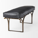 Jessie 55L x 16W Black Leather Seat WGold Metal Base Accent Bench - Default Title