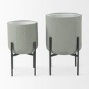 Mabel Set of Two 154 x 248 Green Top W Black Iron Base Plant Stands - Default Title
