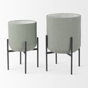 Mabel Set of Two 154 x 248 Green Top W Black Iron Base Plant Stands - Default Title
