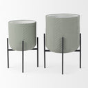 Mabel Set of Two 154 x 248 Green Top W Black Iron Base Plant Stands - Default Title