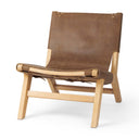 Elodie 244L x 339W x 307H Brown Leather WNatural Beech Wood Frame Accent Chair - Default Title