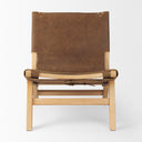 Elodie 244L x 339W x 307H Brown Leather WNatural Beech Wood Frame Accent Chair - Default Title