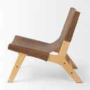 Elodie 244L x 339W x 307H Brown Leather WNatural Beech Wood Frame Accent Chair - Default Title