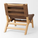 Elodie 244L x 339W x 307H Brown Leather WNatural Beech Wood Frame Accent Chair - Default Title