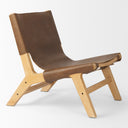 Elodie 244L x 339W x 307H Brown Leather WNatural Beech Wood Frame Accent Chair - Default Title