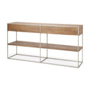 Morris I 63L x 15W x 31H Brown Wood w Silver Metal Frame 2 Drawer Console Table - Default Title