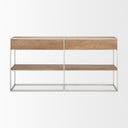 Morris I 63L x 15W x 31H Brown Wood w Silver Metal Frame 2 Drawer Console Table - Default Title