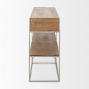 Morris I 63L x 15W x 31H Brown Wood w Silver Metal Frame 2 Drawer Console Table - Default Title