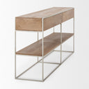 Morris I 63L x 15W x 31H Brown Wood w Silver Metal Frame 2 Drawer Console Table - Default Title