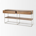 Morris I 63L x 15W x 31H Brown Wood w Silver Metal Frame 2 Drawer Console Table - Default Title