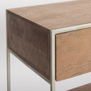 Morris I 63L x 15W x 31H Brown Wood w Silver Metal Frame 2 Drawer Console Table - Default Title