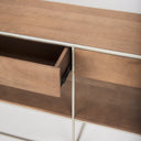 Morris I 63L x 15W x 31H Brown Wood w Silver Metal Frame 2 Drawer Console Table - Default Title