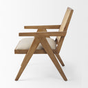 Donna Light Brown Wood Cane-Back w Beige Upholstered Seat Dining Chair - Default Title
