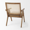 Donna Light Brown Wood Cane-Back w Beige Upholstered Seat Dining Chair - Default Title
