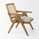 Donna Light Brown Wood Cane-Back w Beige Upholstered Seat Dining Chair - Default Title