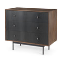 Grace 355L x 180W x 310H Medium Brown Wood WBlack Metal Frame 3 Drawer Accent Cabinet - Default Title
