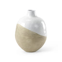 Amos 185L x 185W x 244H White and Dark Beige Color Blocked Ceramic Floor Vase - Default Title