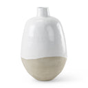 Amos 205L x 205W x 319H White and Dark Beige Color Blocked Ceramic Floor Vase - Default Title