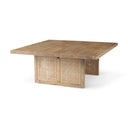 Grier 42 Square Light Brown Wood w Cane Coffee Table - Default Title