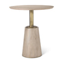 Maxwell 32 Round Light Wood Tabletop Base w Gold Metal Accent Pedestal Bistro Table - Default Title