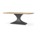Maxton Light Brown Wood w Dark Gunmetal Iron Metal Dining Table - Default Title