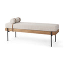 Colburne Cream Fabric wBrown Wood Bench - Default Title