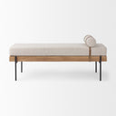 Colburne Cream Fabric wBrown Wood Bench - Default Title