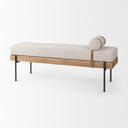 Colburne Cream Fabric wBrown Wood Bench - Default Title