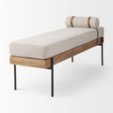 Colburne Cream Fabric wBrown Wood Bench - Default Title