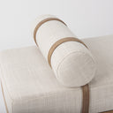Colburne Cream Fabric wBrown Wood Bench - Default Title