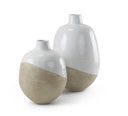 Amos 185L x 185W x 244H White and Dark Beige Color Blocked Ceramic Floor Vase - Default Title