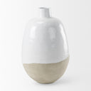 Amos 205L x 205W x 319H White and Dark Beige Color Blocked Ceramic Floor Vase - Default Title