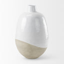Amos 205L x 205W x 319H White and Dark Beige Color Blocked Ceramic Floor Vase - Default Title