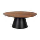 Mitchell 400L x 400W x 160H Black Metal Pedestal Base with Brown Wood Top Coffee Table - Default Title