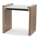 Athens Light Brown Wood w White Marble Accent Table - Default Title